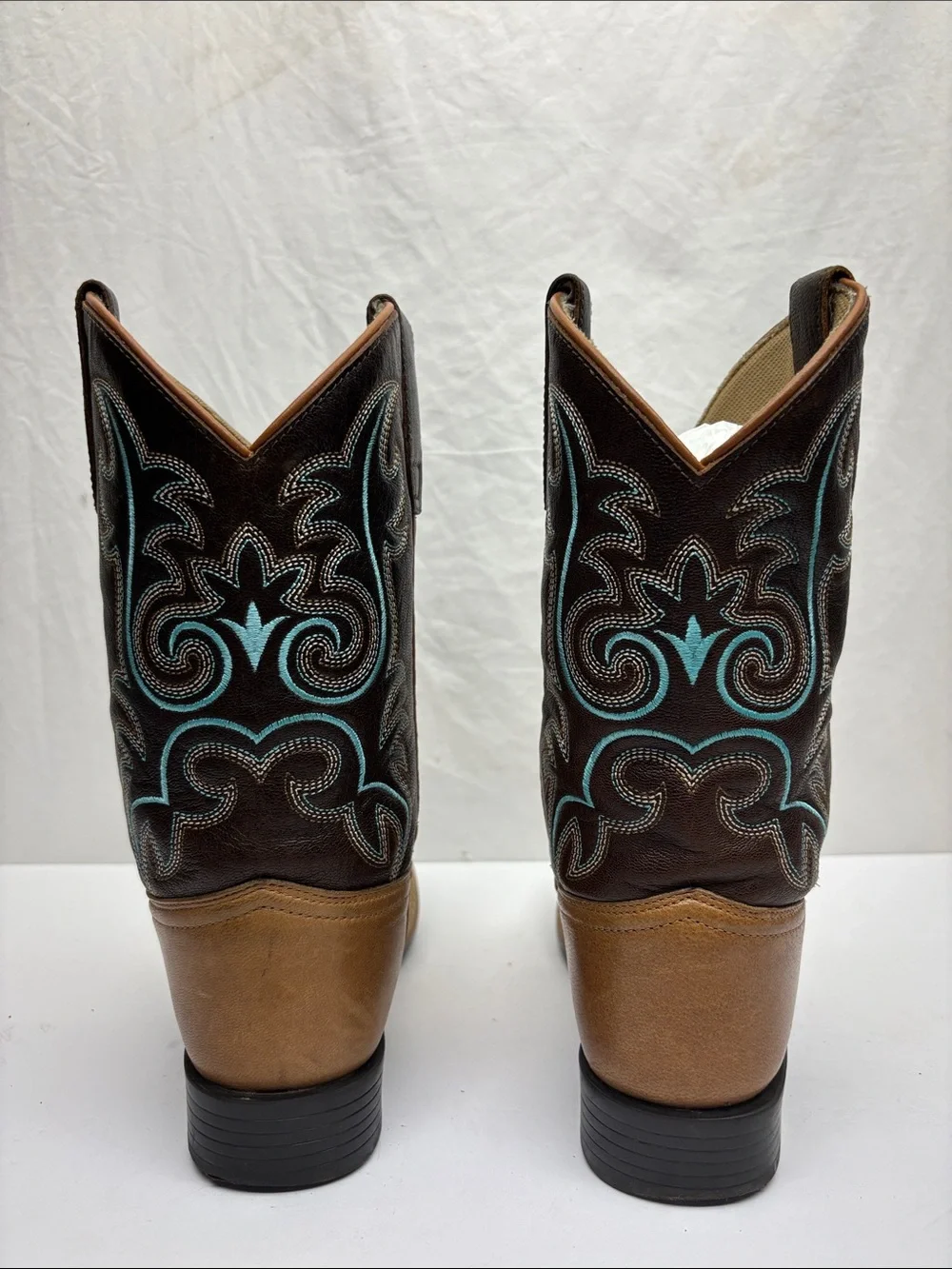 Cowboy Legend Two-Tone Western Leather Boots, SZ 3 little boy